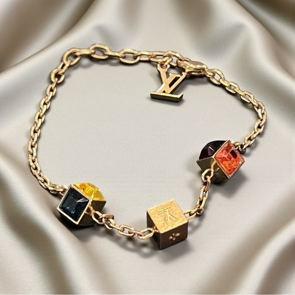 Louis Vuitton Gamble Gold Bracelet with Colorful Gem Charms